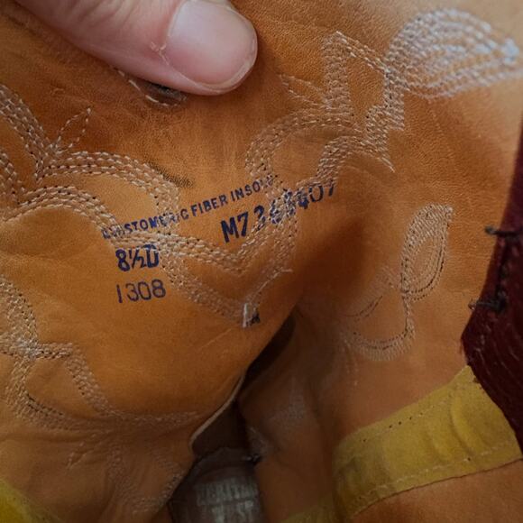 Vintage Heritage West Cowboy Leather Boots Maroon Western 8/12 D - Picture 7 of 7